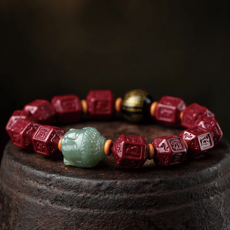 Moonstone Edge Reconstructed Cinnabar Jade Bracelets Men's-5