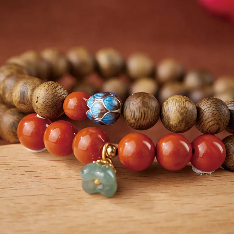 Moonstone Edge Agarwood Bracelets Women's-5