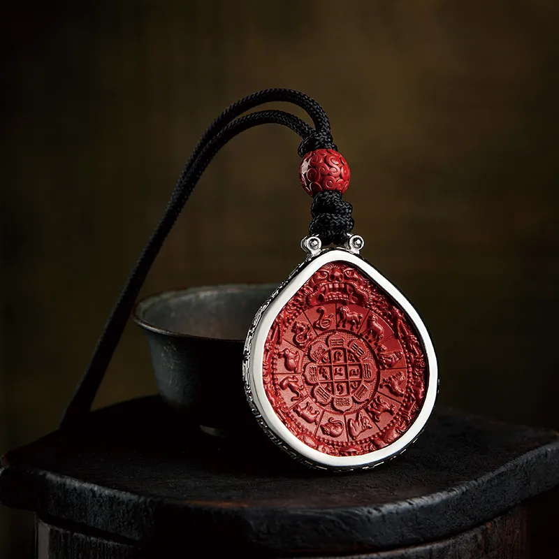 Moonstone Edge Reconstructed Cinnabar Jade Pendants Unisex-5