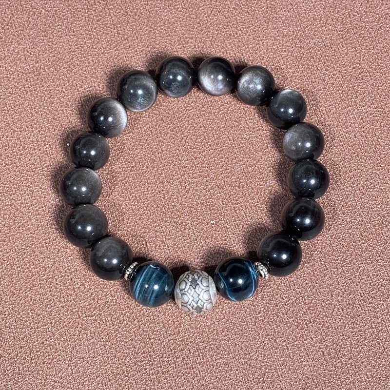 Moonstone Edge Obsidian Bracelets Men's-1