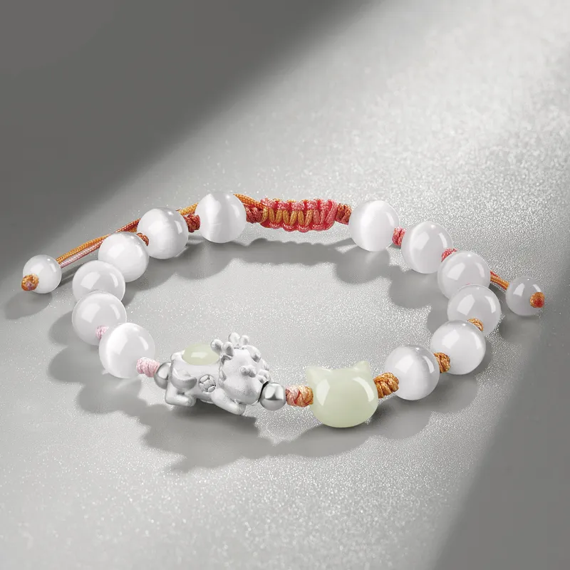Moonstone Edge Glass Cat Eye Bracelets Unisex-5