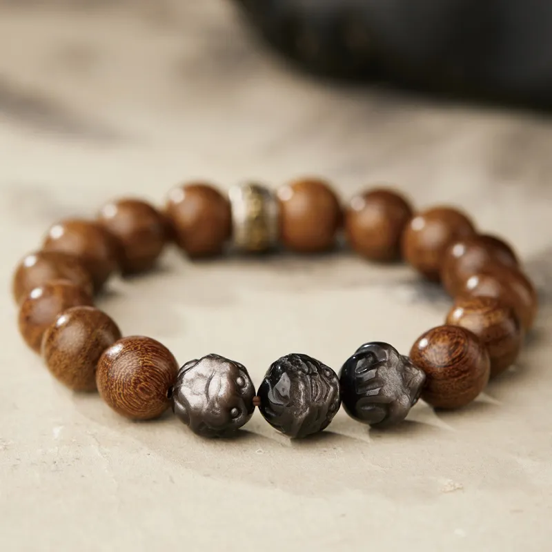 Moonstone Edge Golden Sandalwood Bracelets Unisex-6