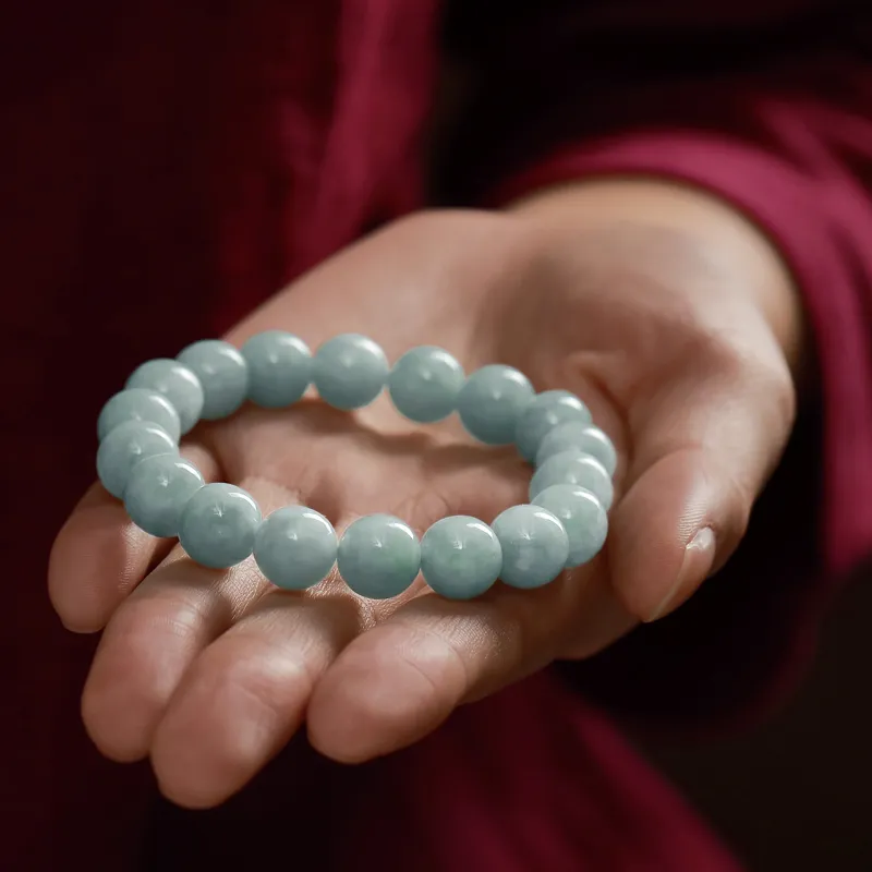 Moonstone Edge Glutinous Jade Jadeite Bracelets Unisex-5