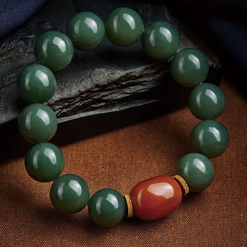 Moonstone Edge Bracelets Green Jade Unisex-5