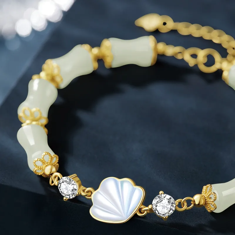 Moonstone Edge Hetian Jade Bracelets Pale Greenish White Jade Women's-2