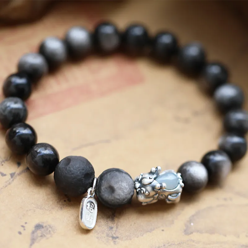 Moonstone Edge Obsidian Bracelets Unisex-1
