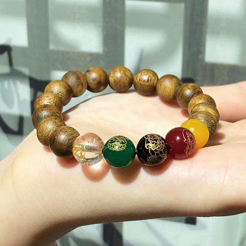 Moonstone Edge Qinan Agarwood Bracelets Unisex-3