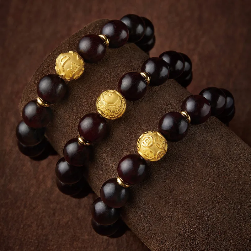 Moonstone Edge Small Leaf Red Sandalwood Bracelets Unisex-2