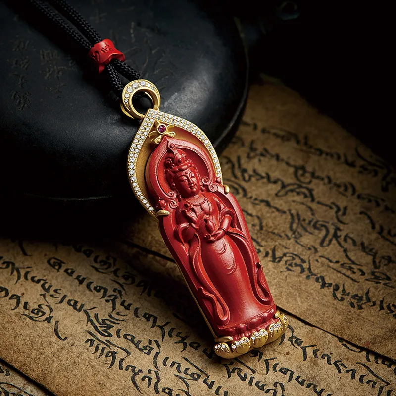 Moonstone Edge Reconstructed Cinnabar Pendants Unisex-2