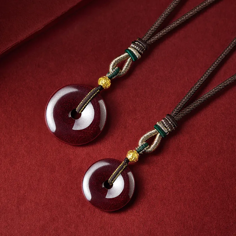 Moonstone Edge Reconstructed Cinnabar Jade Pendants Unisex-3