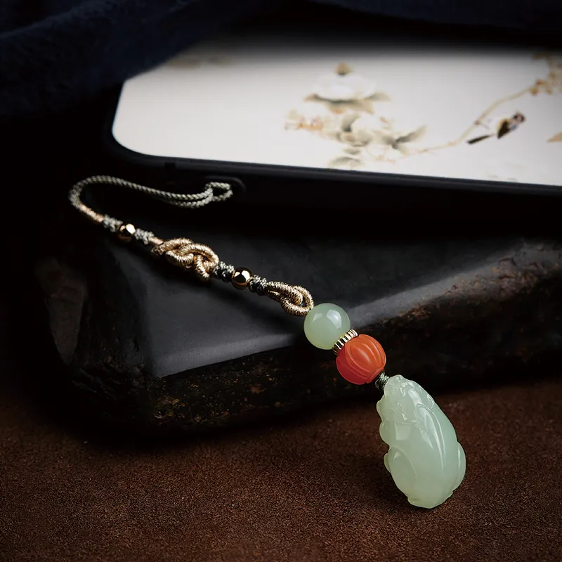 Moonstone Edge Hetian Jade Pendants Unisex Pale Greenish White Jade-1