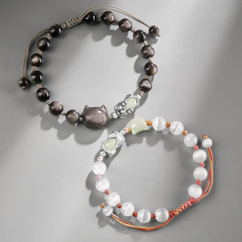 Moonstone Edge Glass Cat Eye Bracelets Unisex-1
