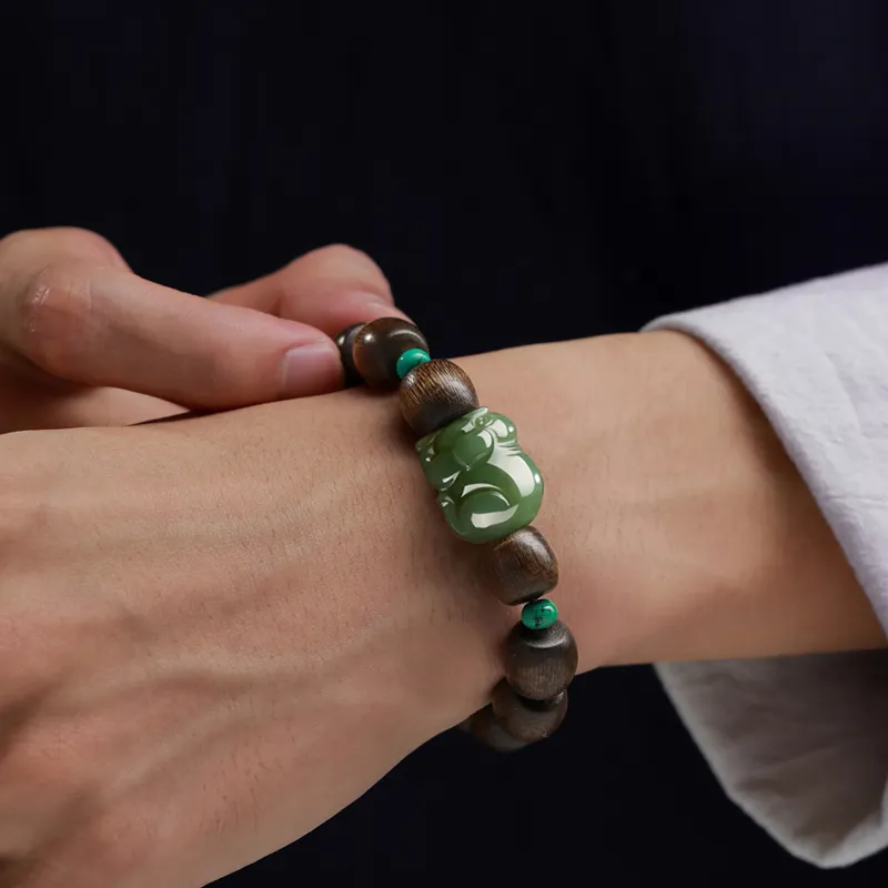 Moonstone Edge Agarwood Bracelets Unisex-5