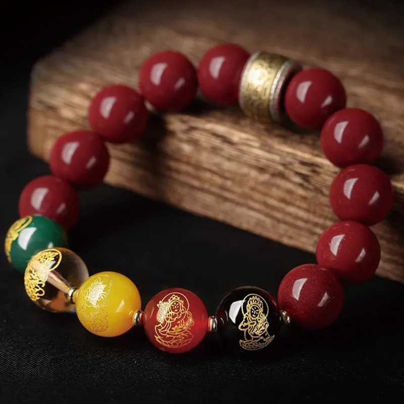 Moonstone Edge Reconstructed Cinnabar Jade Bracelets Unisex-1