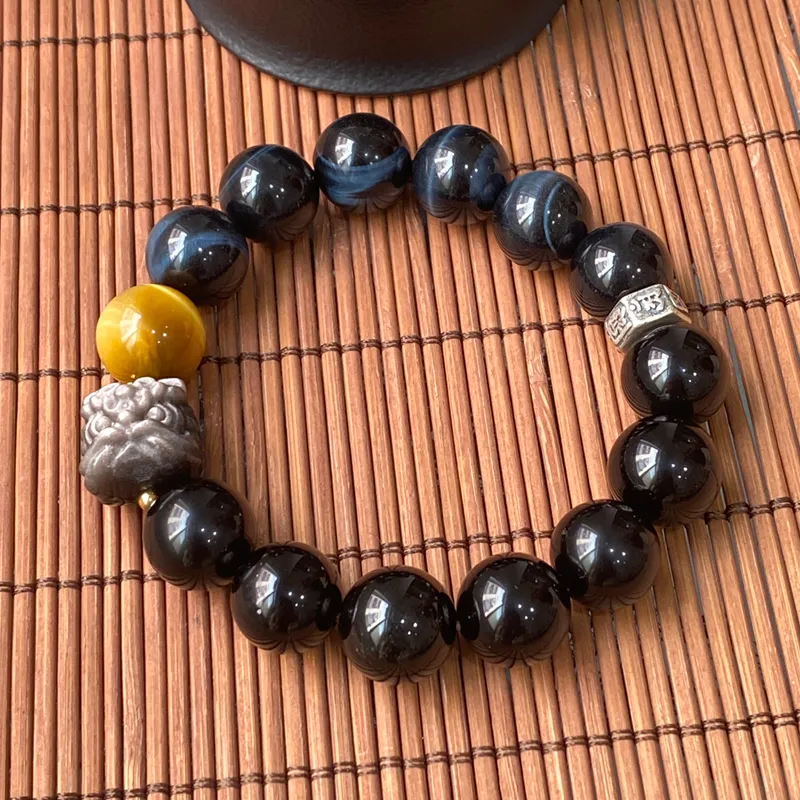 Moonstone Edge Obsidian Bracelets Unisex-2