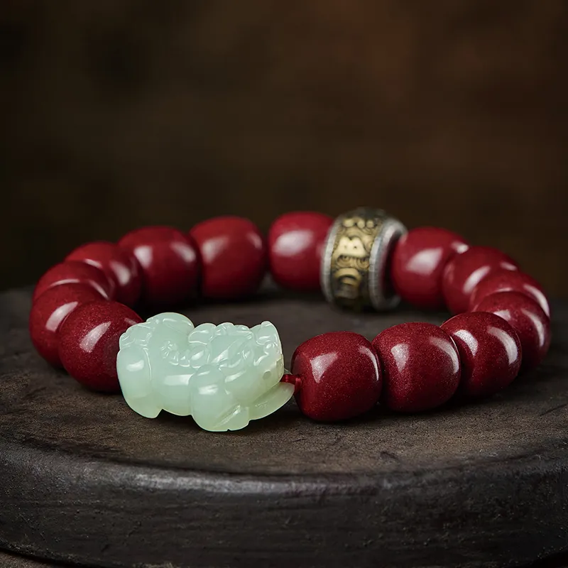 Moonstone Edge Cinnabar Jade Bracelets Men's-5