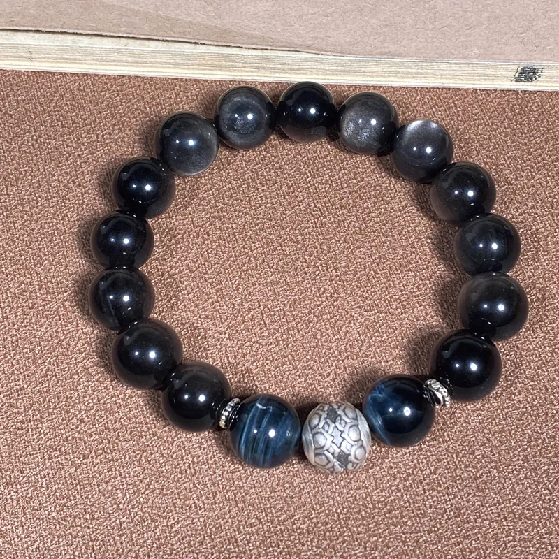 Moonstone Edge Obsidian Bracelets Men's-3