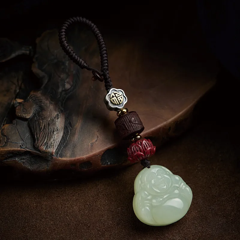 Moonstone Edge Hetian Jade Pendants Unisex Pale Greenish White Jade-1