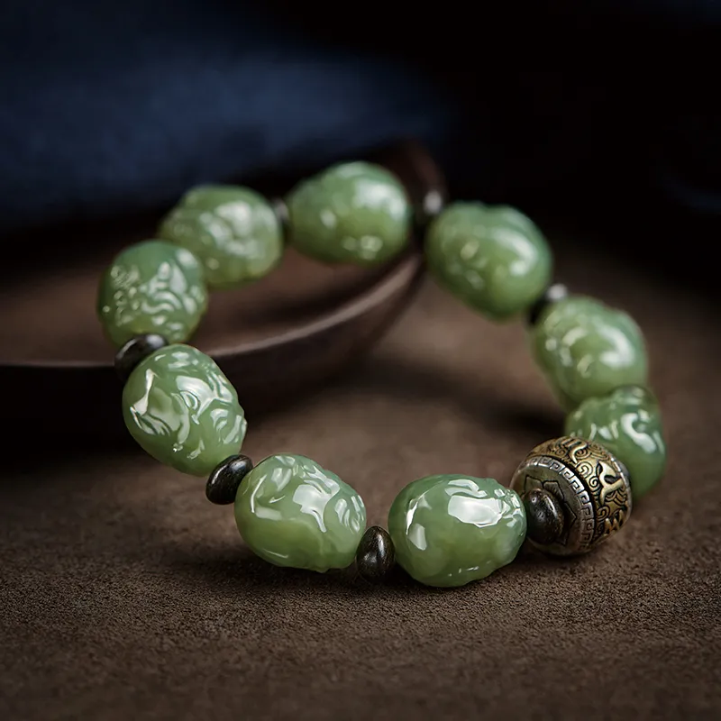 Moonstone Edge Bracelets Green Jade Men's-1