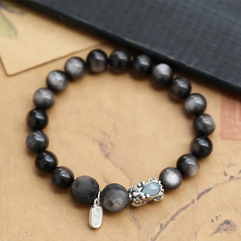 Moonstone Edge Obsidian Bracelets Unisex-4