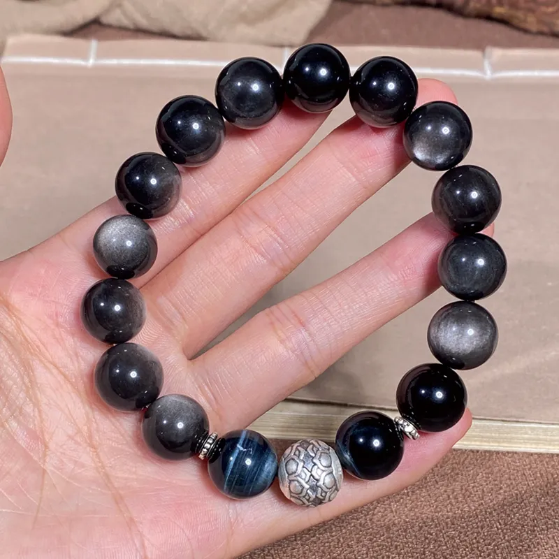 Moonstone Edge Obsidian Bracelets Men's-5