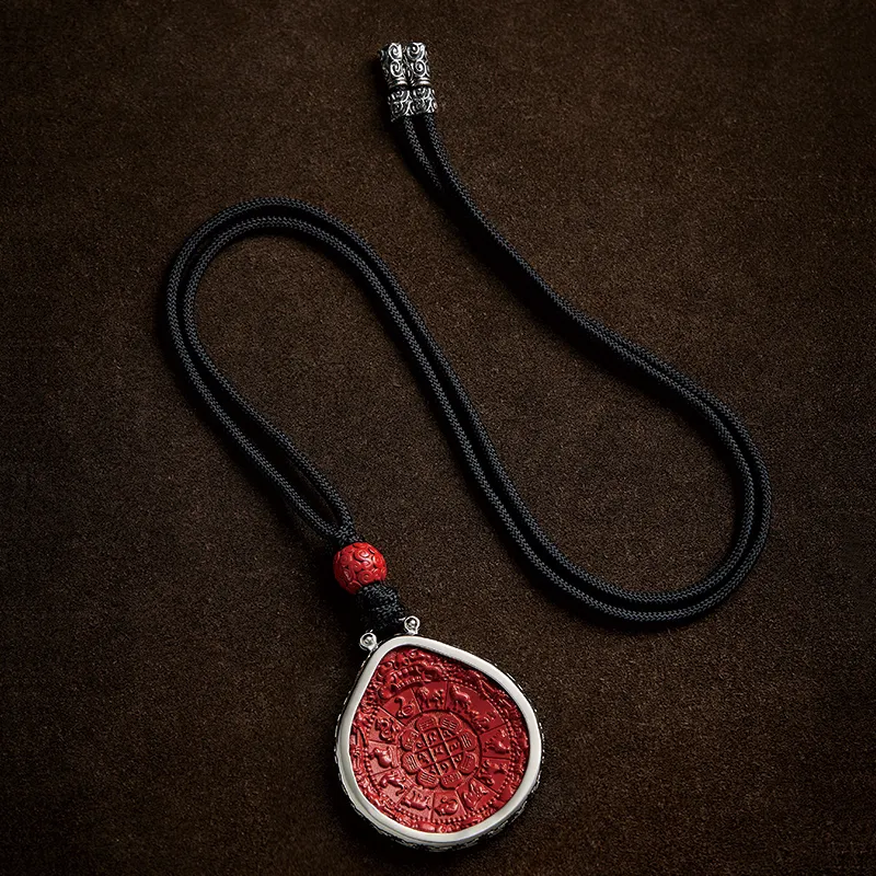 Moonstone Edge Reconstructed Cinnabar Jade Pendants Unisex-4