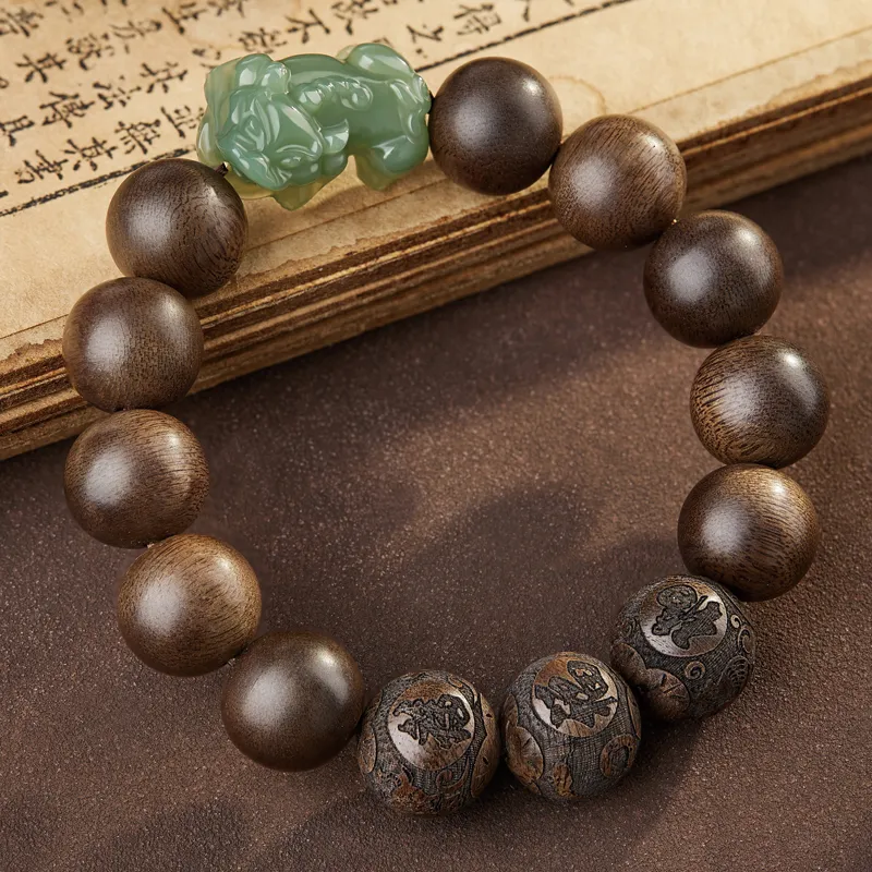 Moonstone Edge Agarwood Precious Wood Bracelets Men's-6