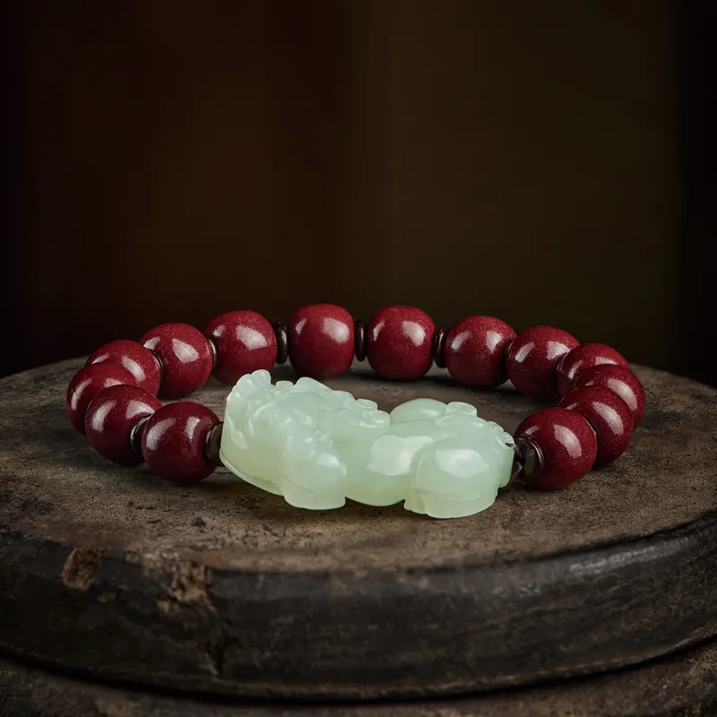 Moonstone Edge Reconstructed Cinnabar Jade Bracelets Unisex-1