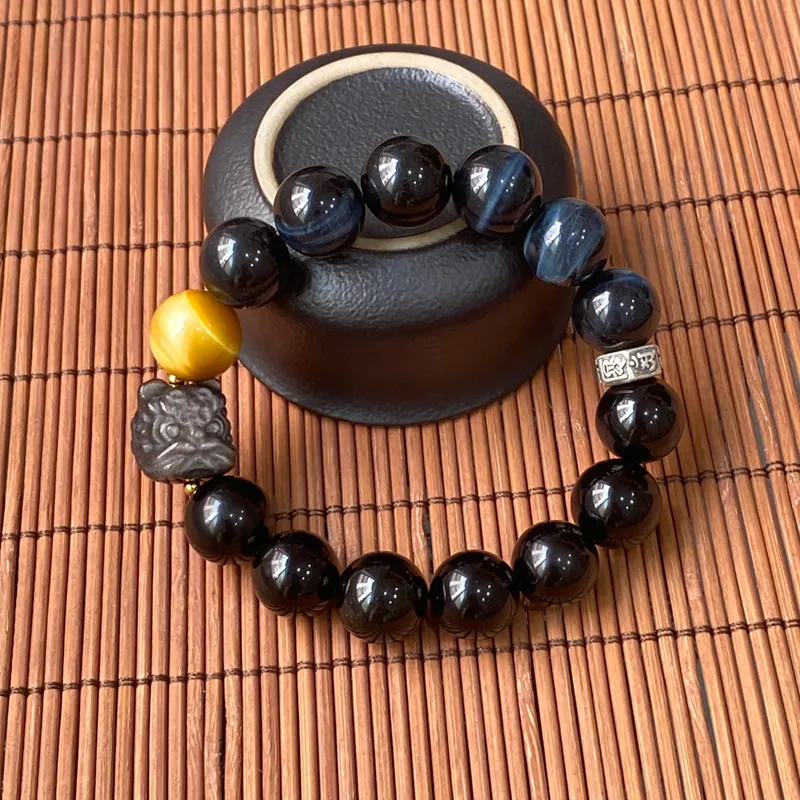 Moonstone Edge Obsidian Bracelets Unisex-3