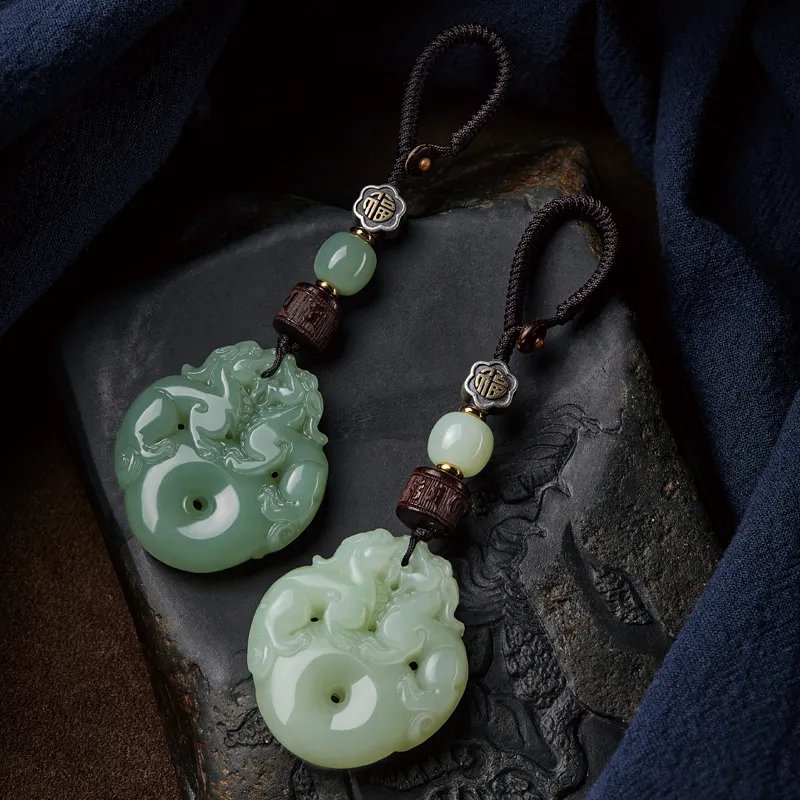 Moonstone Edge Hetian Jade Pendants White Jade/Pale Greenish White Jade Unisex-4