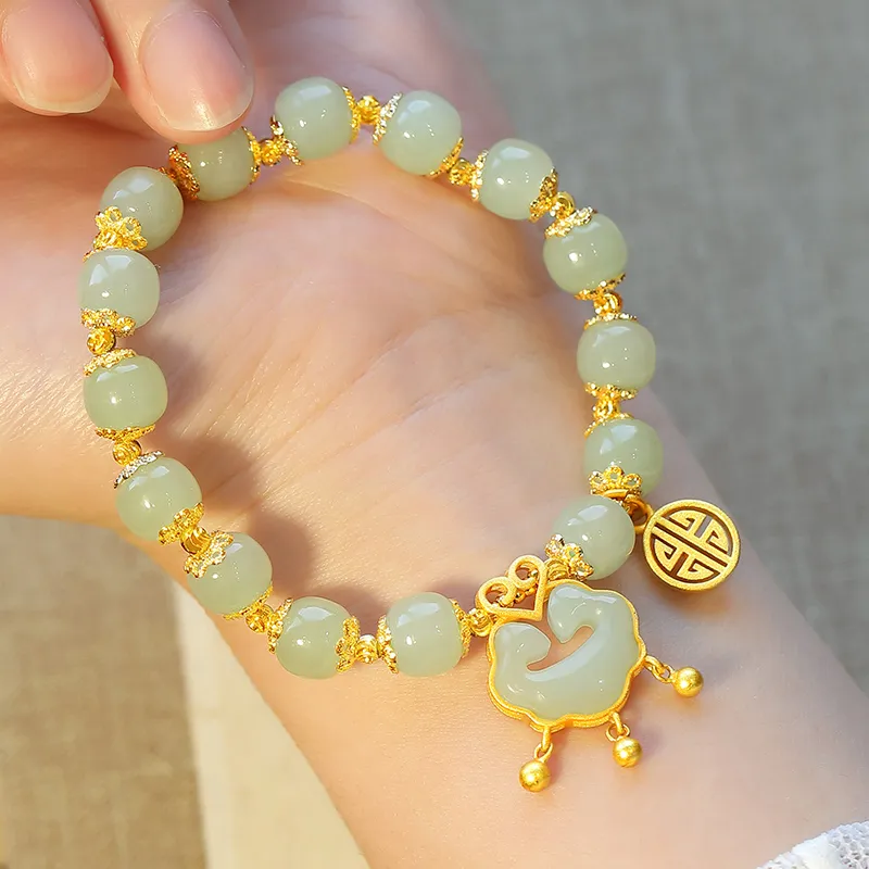 Moonstone Edge Hetian Jade Bracelets Green Jade Women's-2