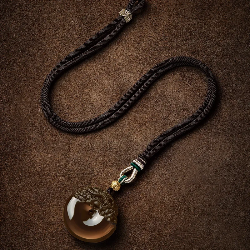 Moonstone Edge Obsidian Necklaces Unisex-2