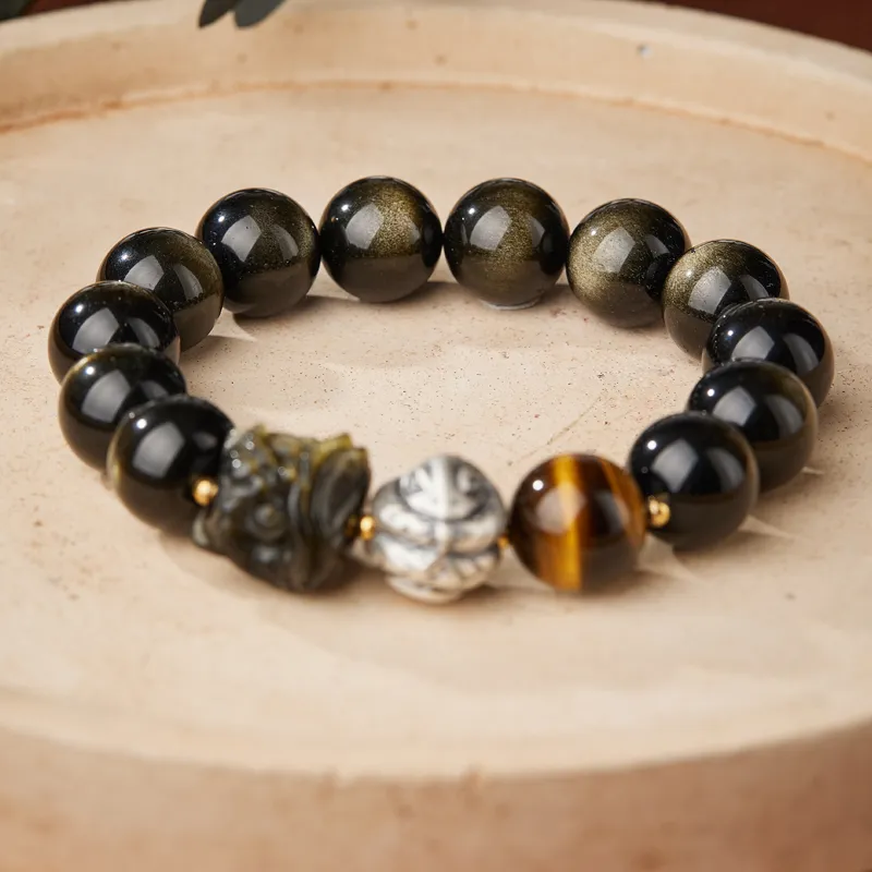 Moonstone Edge Obsidian Bracelets Unisex-8