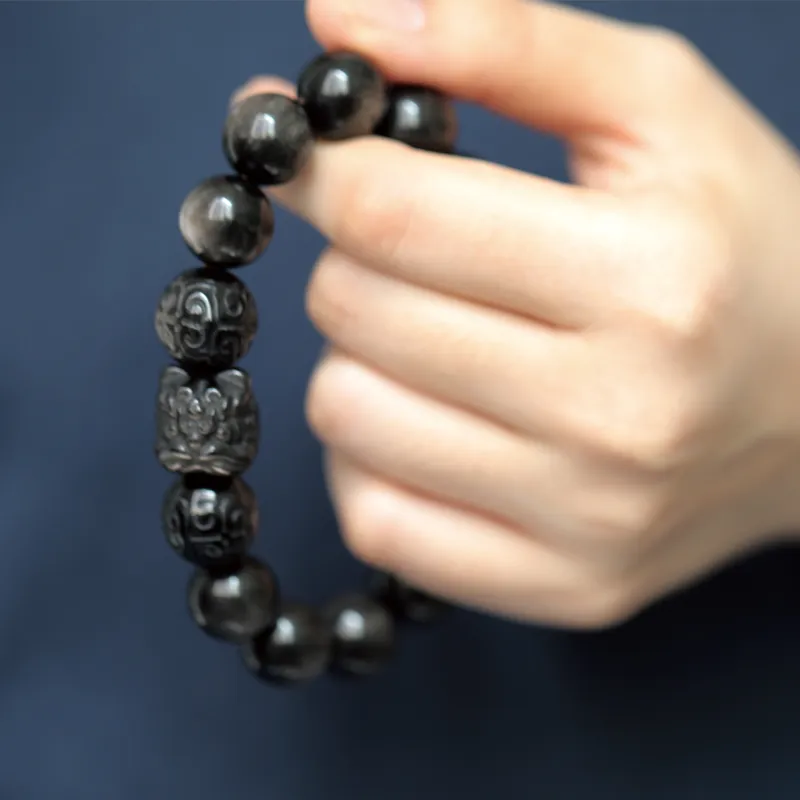 Moonstone Edge Obsidian Bracelets Men's-4