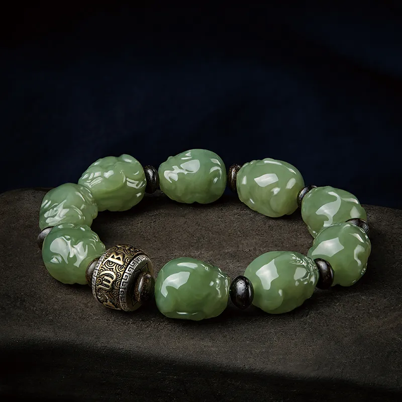 Moonstone Edge Bracelets Green Jade Men's-3