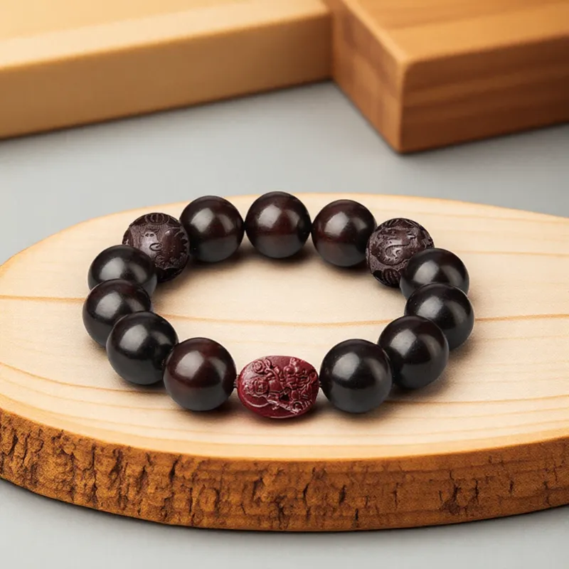 Moonstone Edge Small Leaf Red Sandalwood Bracelets Unisex-8