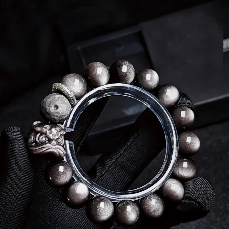 Moonstone Edge Obsidian Bracelets Unisex-3