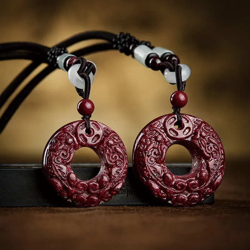 Moonstone Edge Reconstructed Cinnabar Jade Pendants Unisex-3
