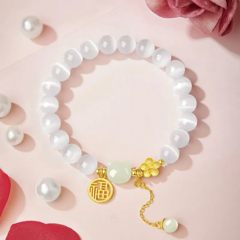 Moonstone Edge Glass Cat Eye Bracelets Women's-1