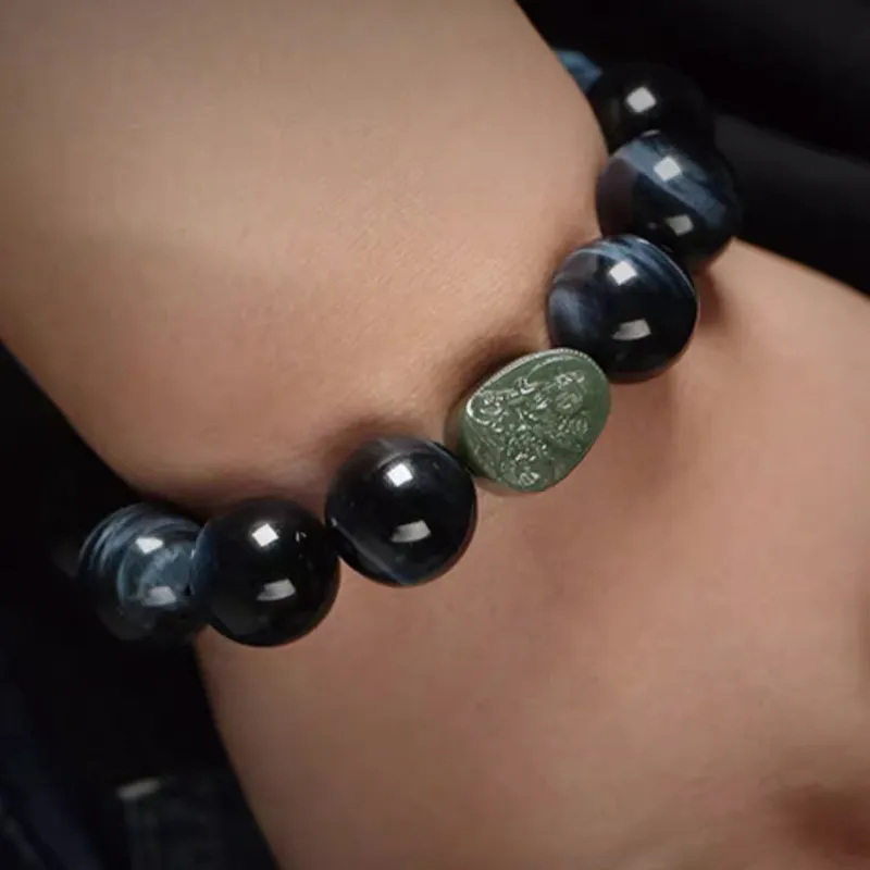 Moonstone Edge Natural Tiger's Eye Stone Bracelets Unisex-5