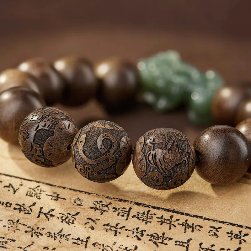 Moonstone Edge Agarwood Precious Wood Bracelets Men's-7