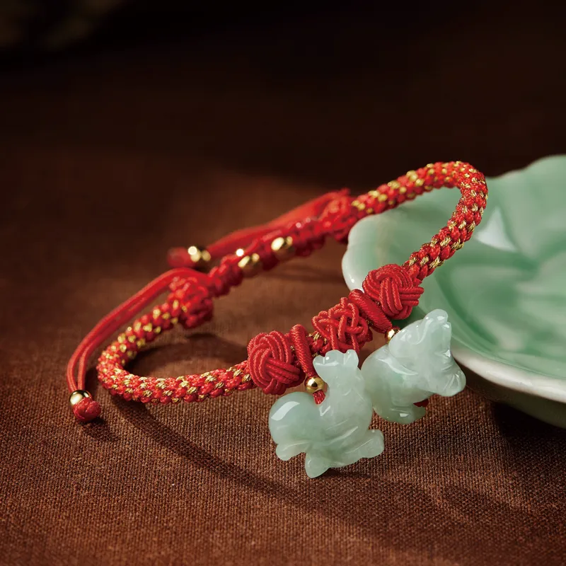 Moonstone Edge Glutinous Jade Jadeite Bracelets Unisex-4