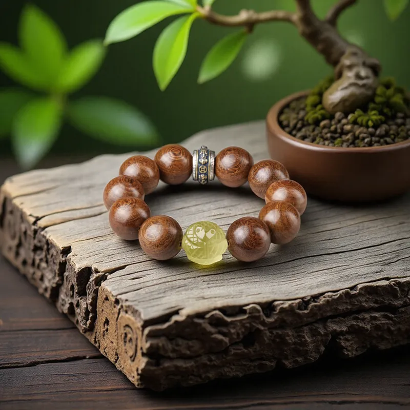 Moonstone Edge Golden Sandalwood Bracelets Men's-4