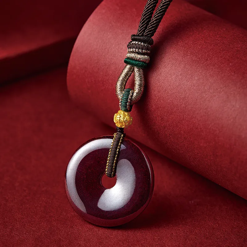 Moonstone Edge Reconstructed Cinnabar Jade Pendants Unisex-4
