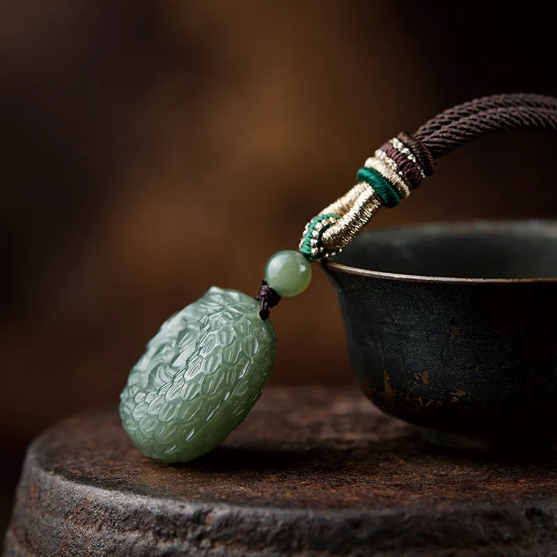 Moonstone Edge Hetian Jade Pendants Men's Green Jade-3
