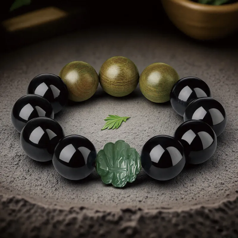 Moonstone Edge Obsidian Bracelets Men's-6