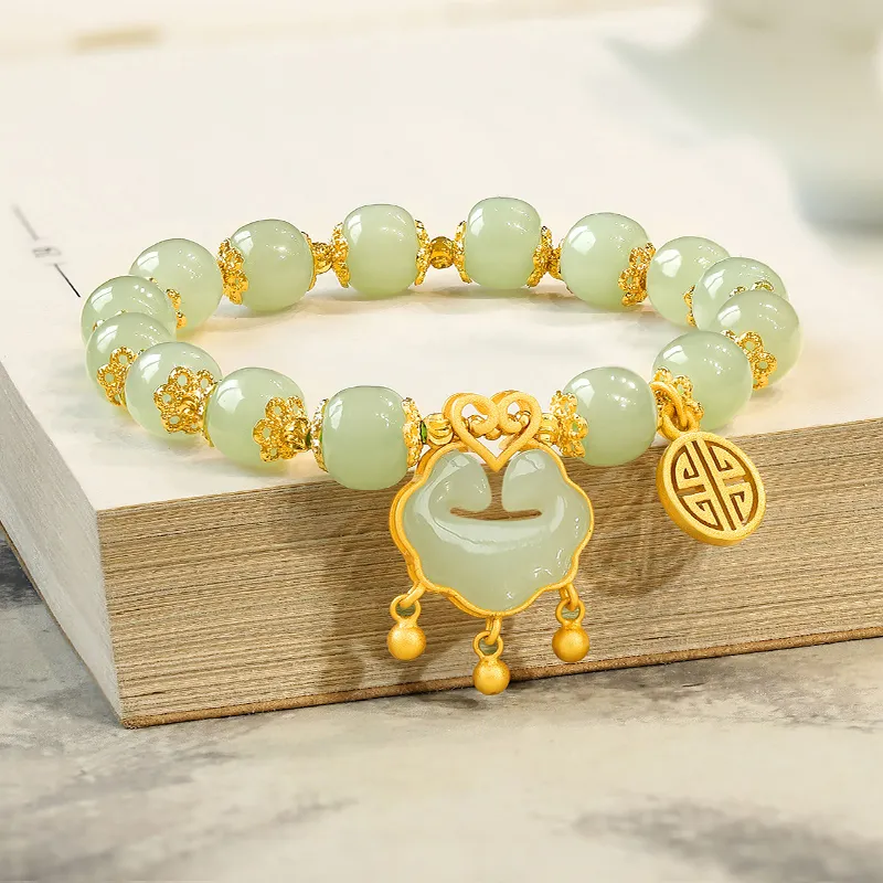 Moonstone Edge Hetian Jade Bracelets Green Jade Women's-5