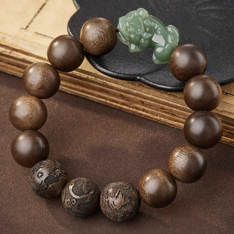 Moonstone Edge Agarwood Precious Wood Bracelets Men's-3