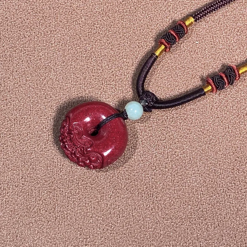 Moonstone Edge Reconstructed Cinnabar Pendants Unisex-4