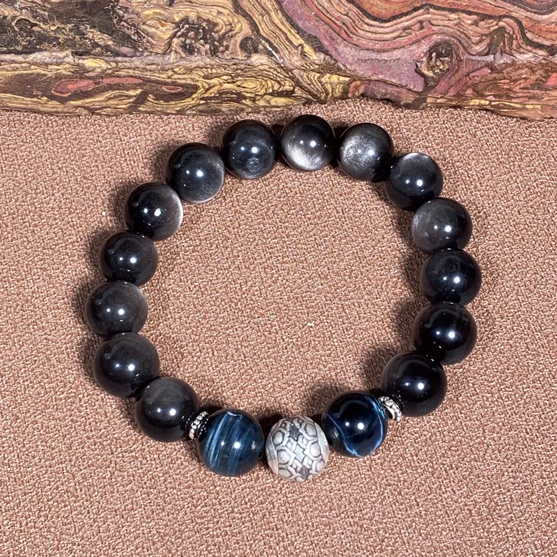 Moonstone Edge Obsidian Bracelets Men's-4